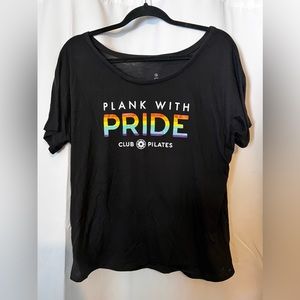 Club Pilates “Plank with Pride” rainbow tee size medium